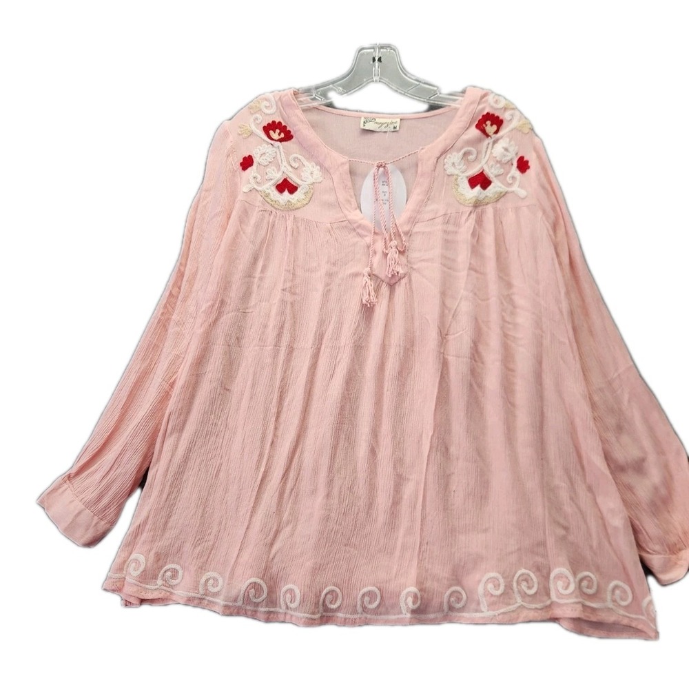 Bohemian Boho Top Tunic Festival Tassels Whimsy Embroidered Sz M Magazine Artsy